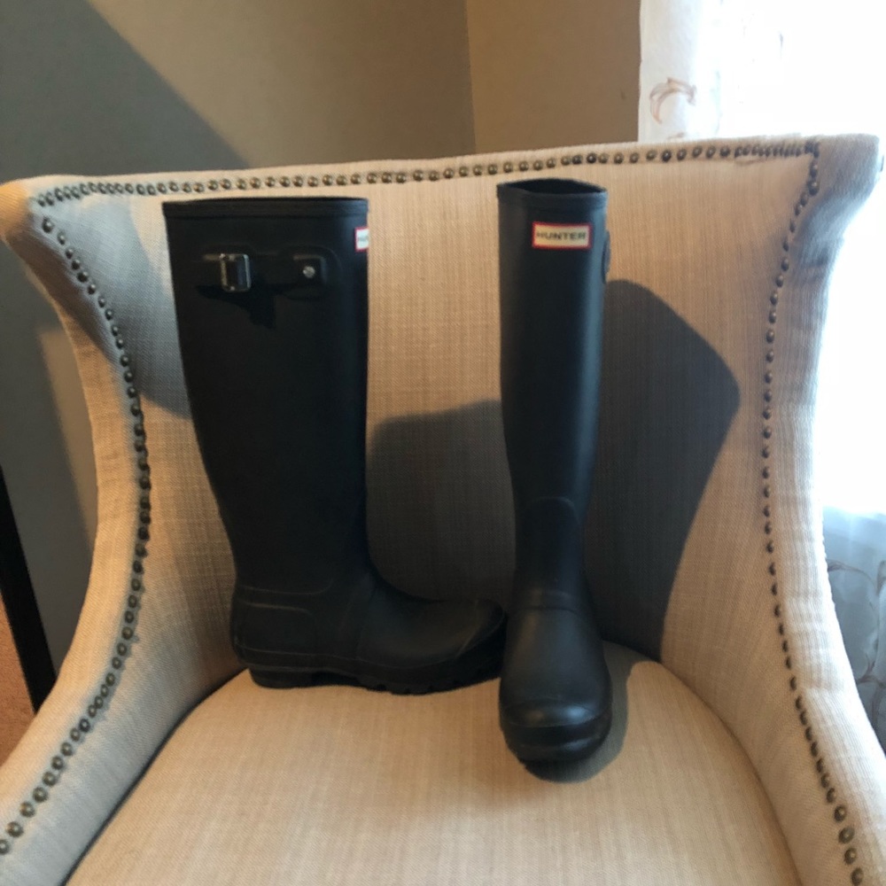 Original, tall black Hunter rain boots